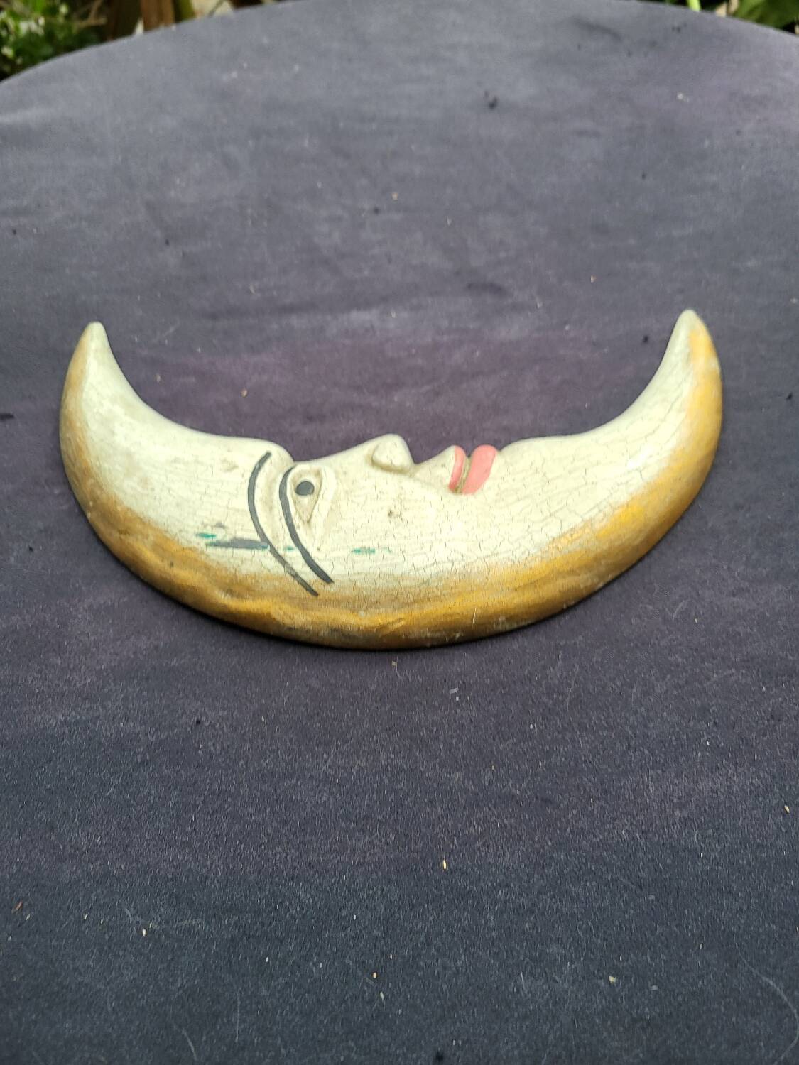 Crescent moon, vintage wood