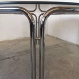 Round chrome and smoked glass coffee table