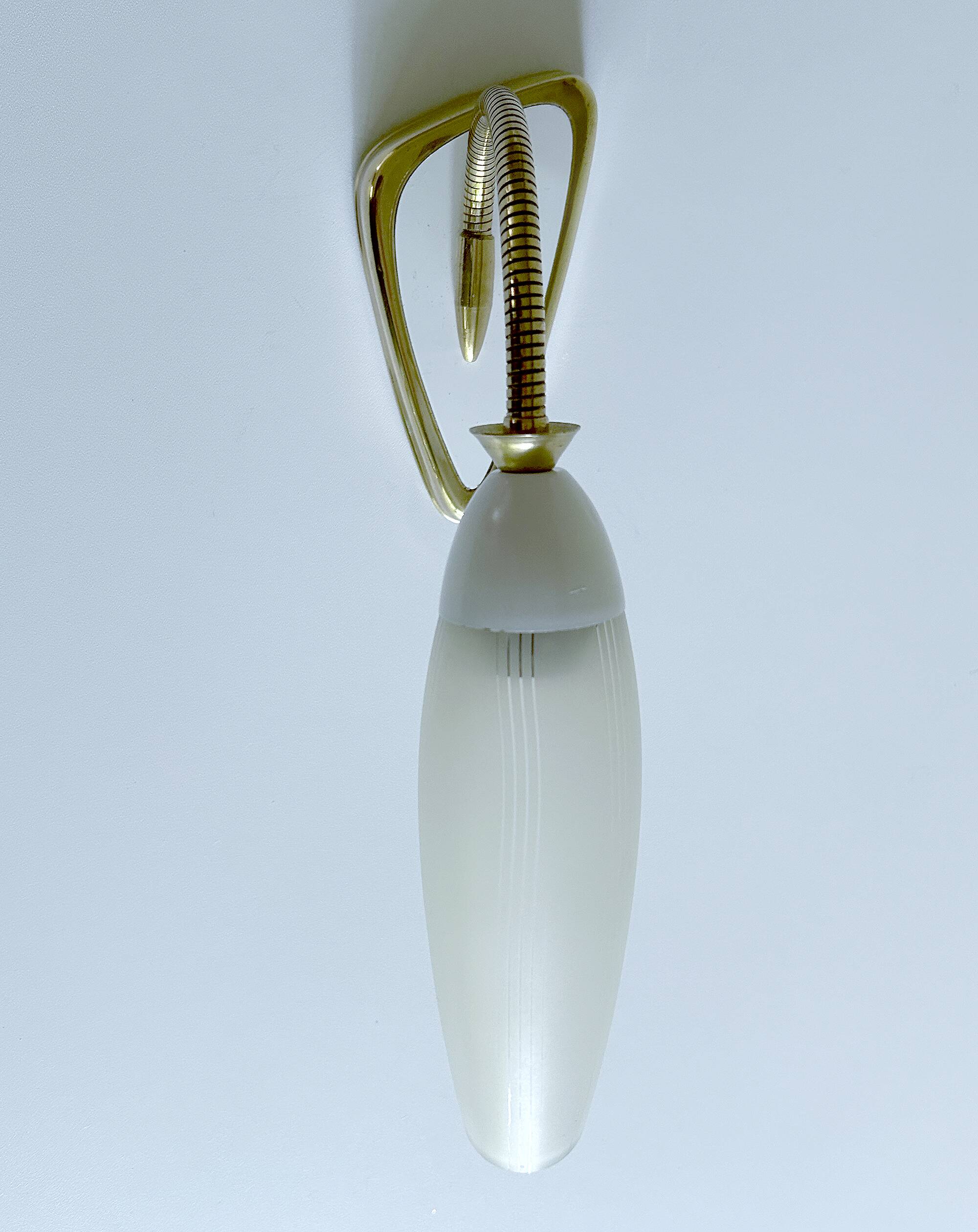 Mid Century Flexible Brass Glass Wall Light
