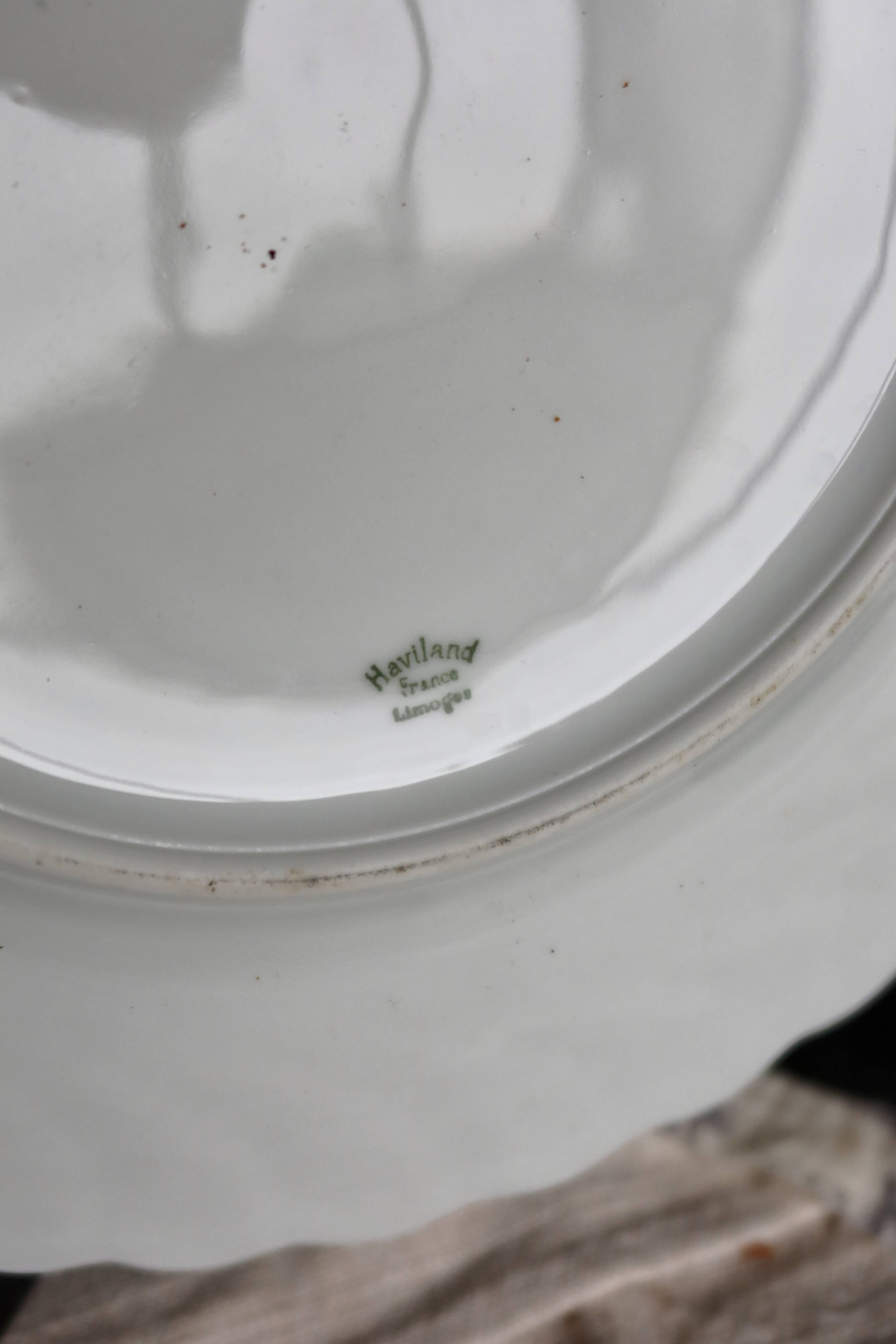 6 assiettes plates vintage porcelaine blanche torsadée Limoges Haviland