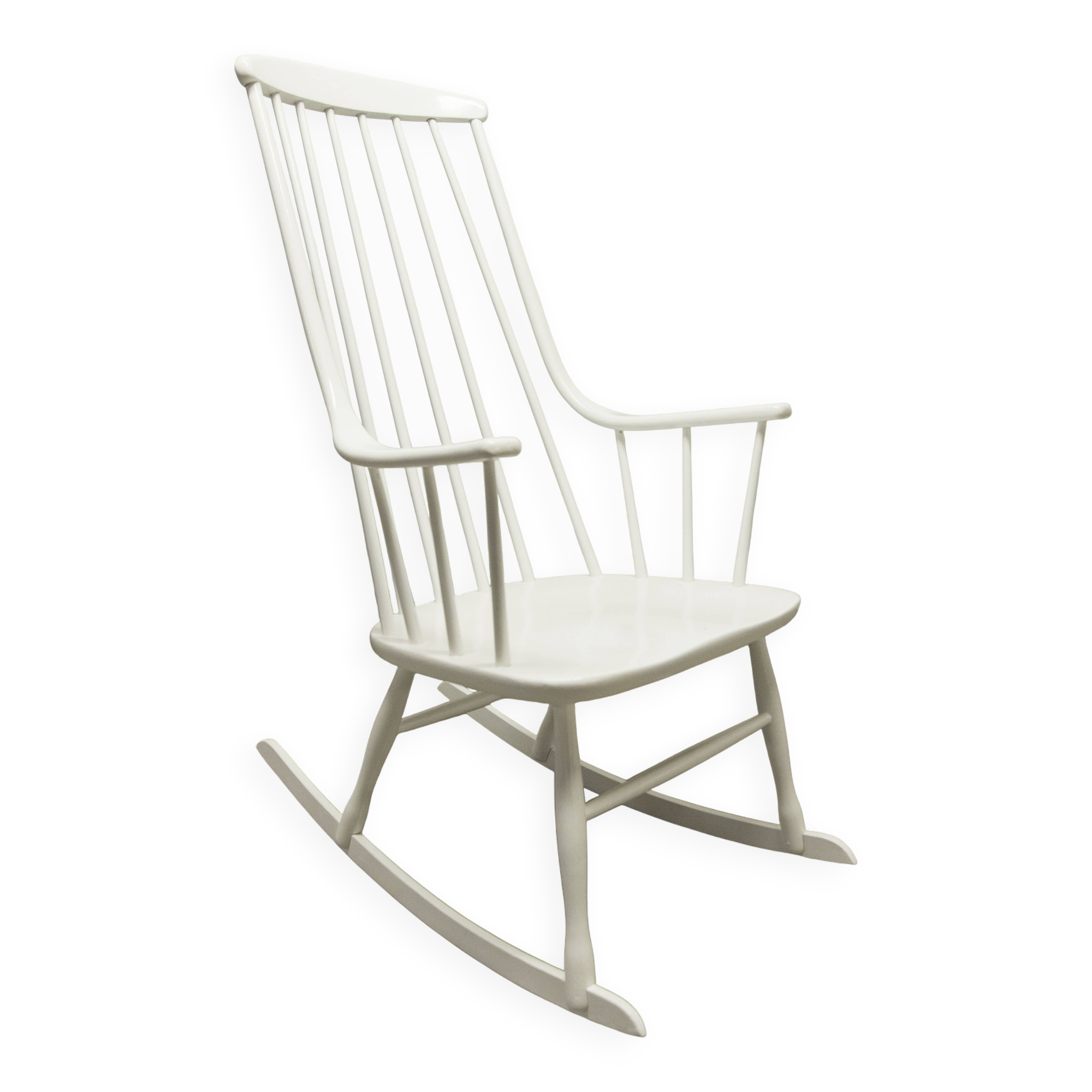 Grandessa rocking chair in white beech by Lena Larsson 1960 for Nesto