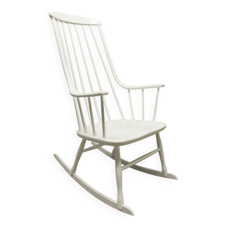 Grandessa rocking chair in white beech by Lena Larsson 1960 for Nesto
