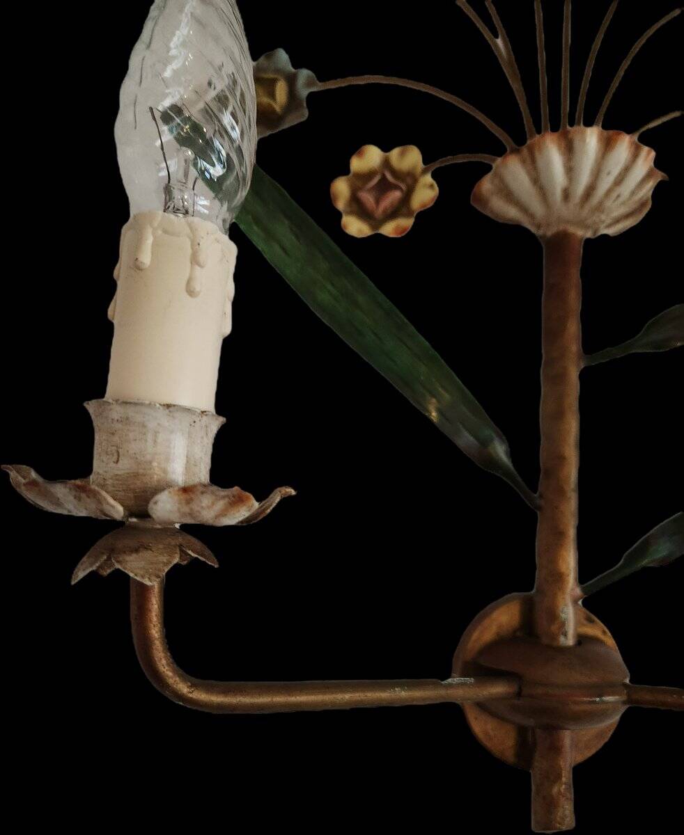 XL Vintage Mid-Century handmade 2 light bouquet wall lamp Italy 1950-1970