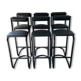 Series of 6 tubular and leatherette stools, 70s- 80s