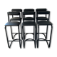 Set of 6 tubular stools with faux leather, 1970s-1980s.