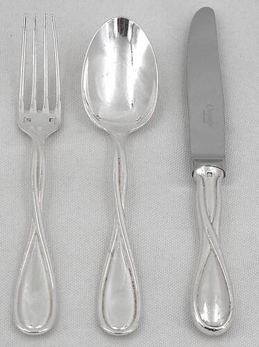 Christofle Galea, lot of 12 dessert pieces, forks, spoons, knives.