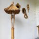 Bamboo and straw floor lamp 1980