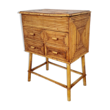 Chest of drawers in rattan marquetry