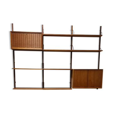 Vintage teak wall bookcase