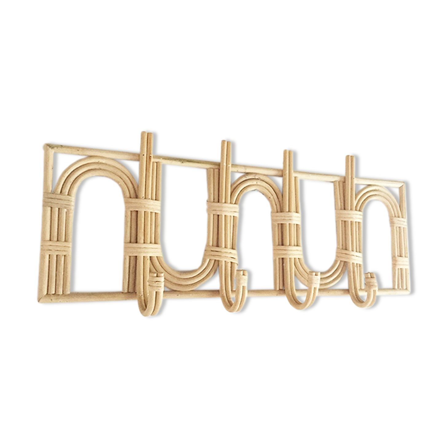 Patère coat holder in vintage can rattan canning bohemian rainbow