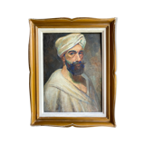 Old painting, portrait of a man with a turban, 20th century, signed