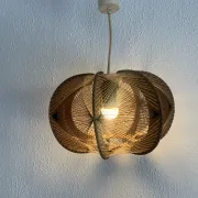 Vintage 1960 Scandinavian suspension light in wire and wood - 30 x 21 cm