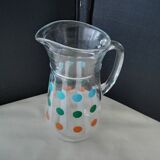 Vintage water carafe with screen-printed pastilles