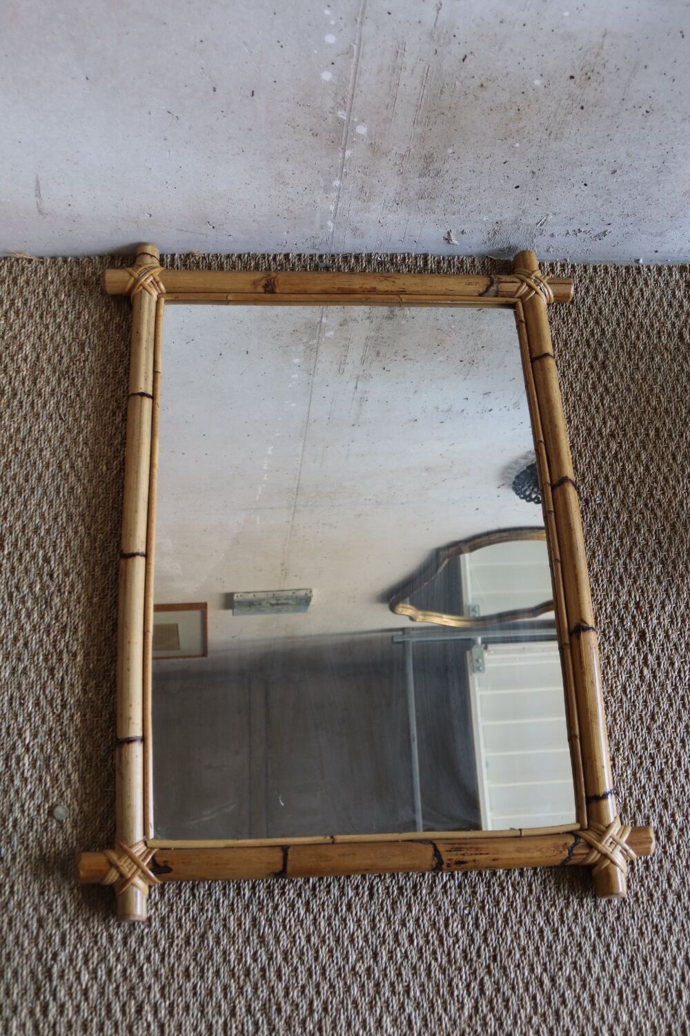 Miroir croix en bambou vintage