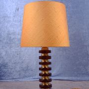 Glass and brass tablelamp from Möllers Armaturfabrik Eskilstuna, Sweden. 1970's.