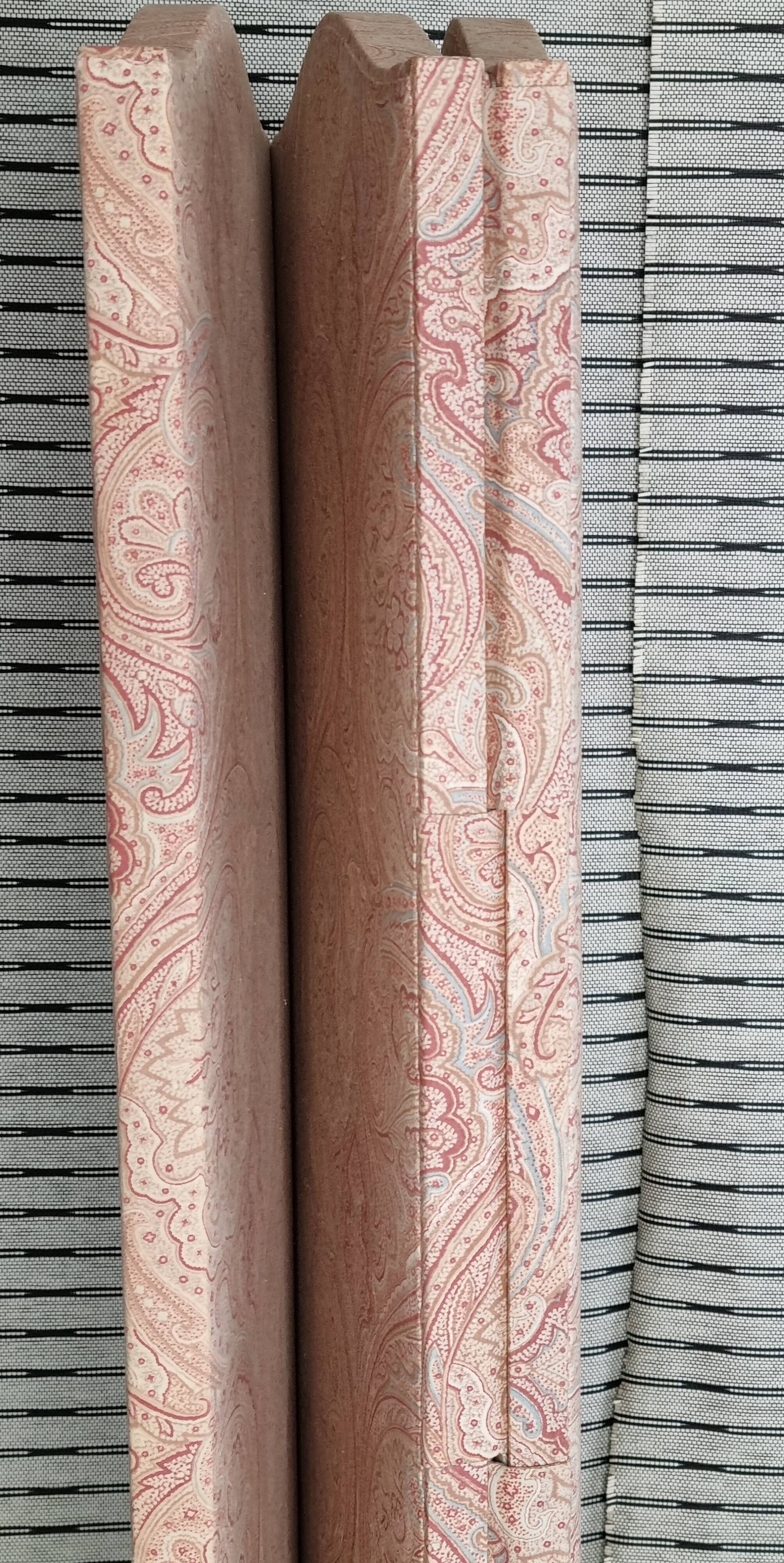 Wooden screen and fabric, powder pink, three panels, 150 cm