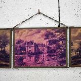 Small metal triptych mirror 42x15cm