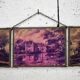 Small metal triptych mirror 42x15cm