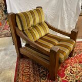 Brutalist design armchair in old oak