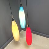 Vintage 3 glass pendant lights by Vistosi, 1970s