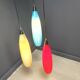 Vintage 3 glass pendant lights by Vistosi, 1970s