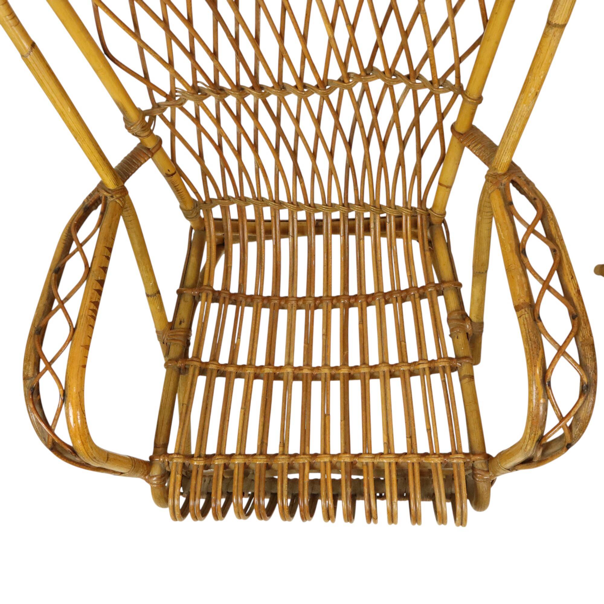 Vintage Set Rattan Chairs Armchairs Table Boho Design Sixties