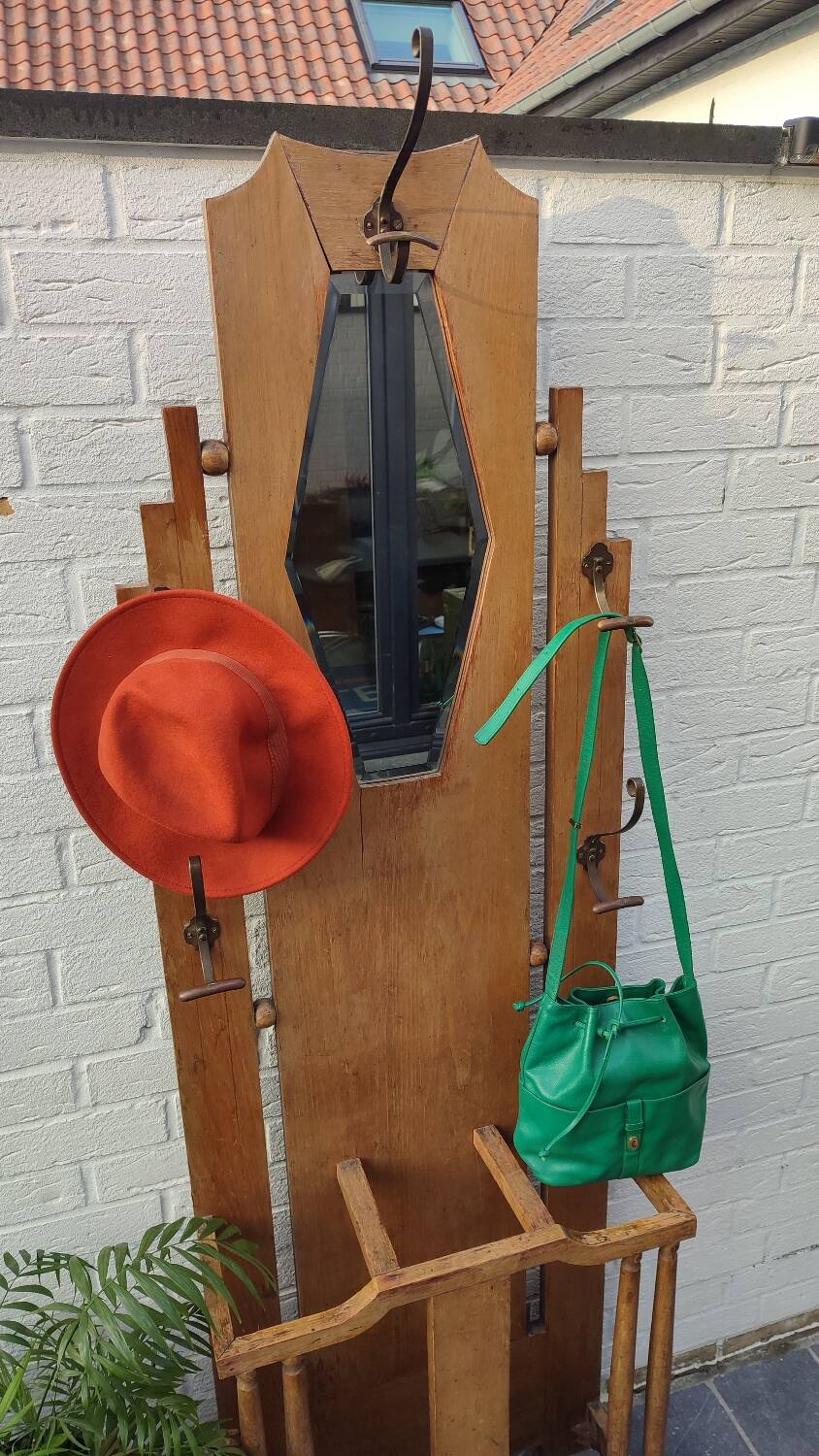 Art Deco coat rack in oak