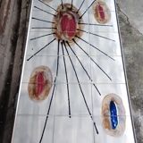 Coffee table with ceramic top.