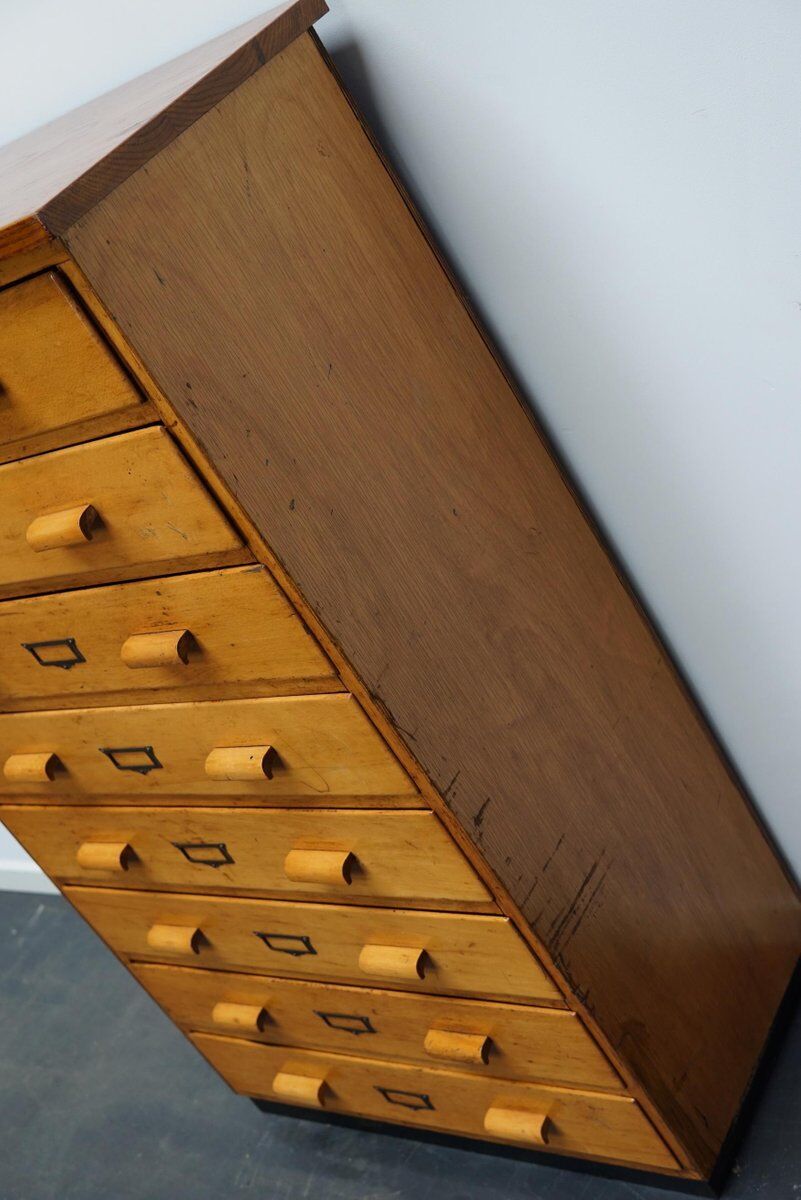 German beech industrial apothecary cabinet, mid-20th century
