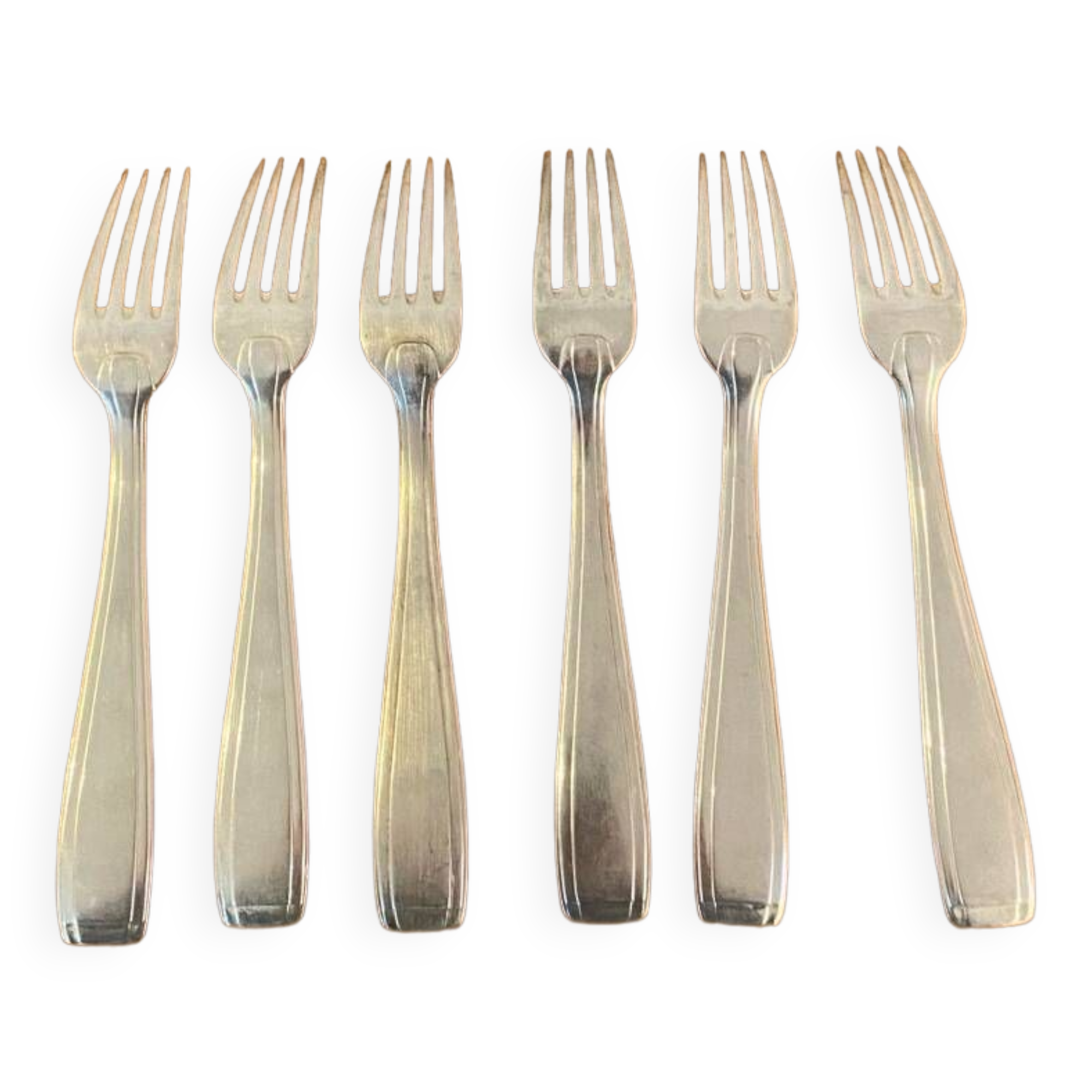 6 grandes fourchettes en métal argenté vintage 1960
