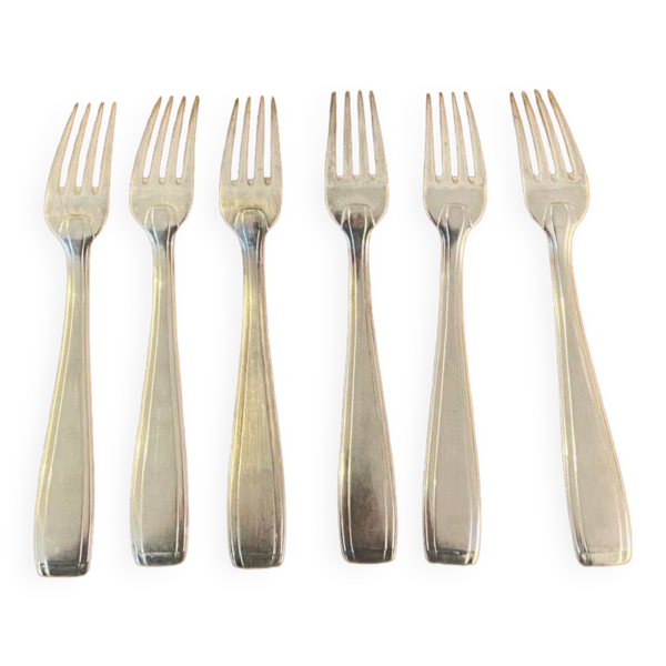 6 grandes fourchettes en métal argenté vintage 1960