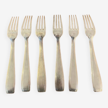 6 large vintage silver metal forks 1960