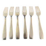 6 grandes fourchettes en métal argenté vintage 1960