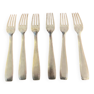 6 grandes fourchettes en métal argenté vintage 1960
