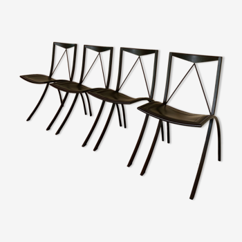 Black folding chairs by cattelan italia, model Bella, 1980, set of 4