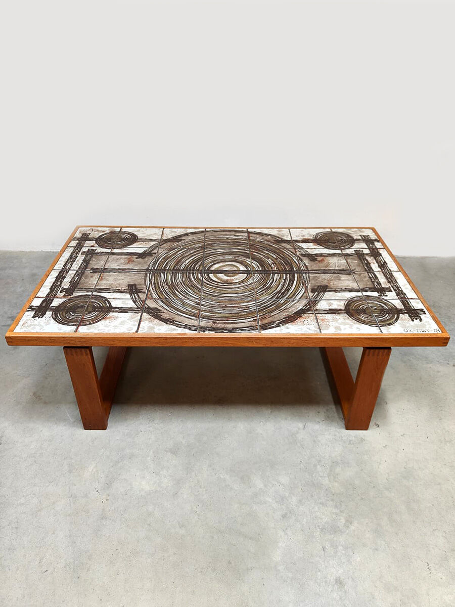Danish teak ceramic vintage coffee table side table Ox-Art Trioh