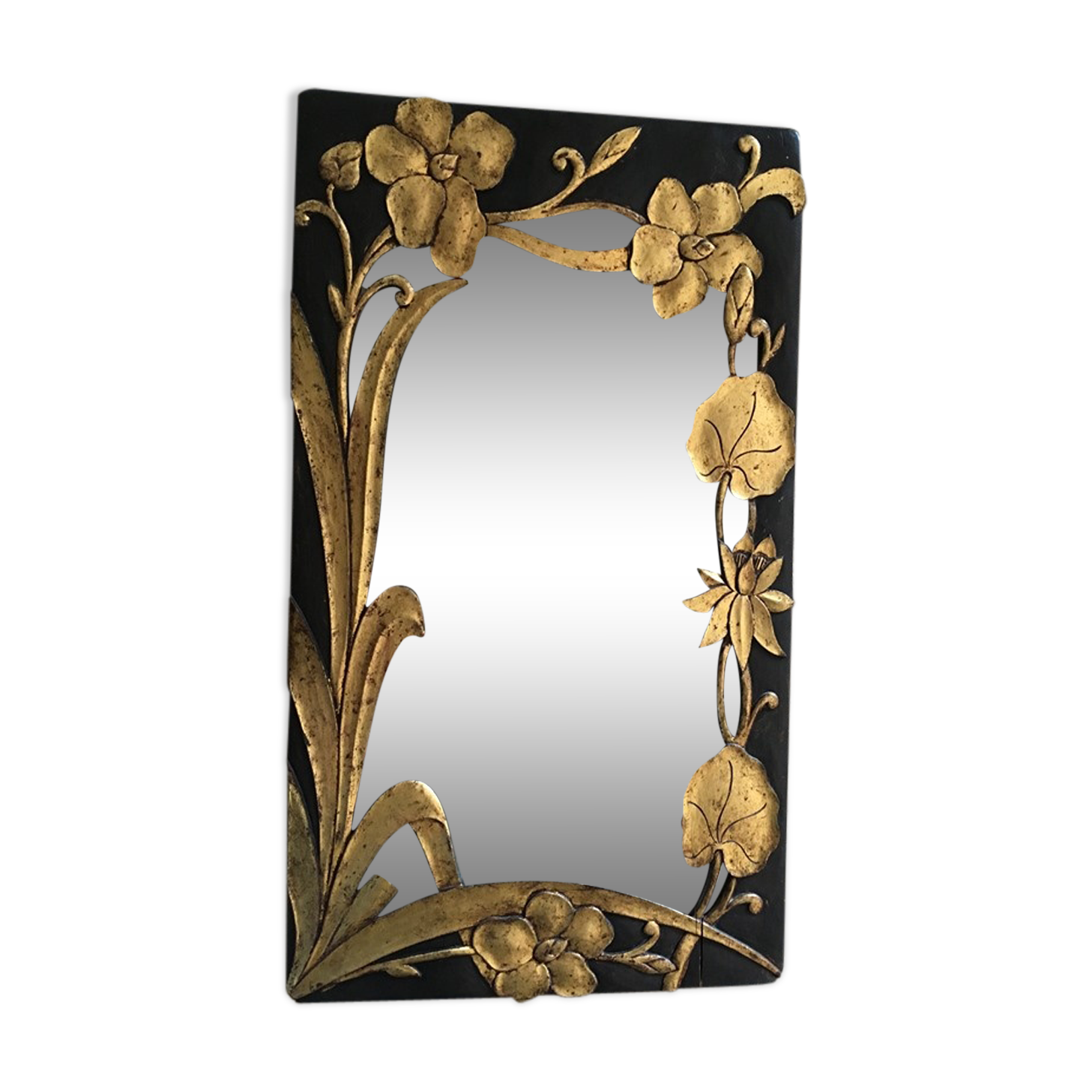 Wooden mirror Bohemian style years 70/80 35x60cm