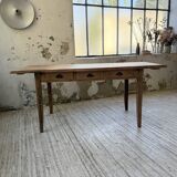 1950s pine and oak farmhouse table with multiple drawers