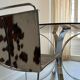 Dining table tulip metal and smoked glass 1970