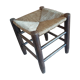 Tabouret en bois et paille vintage