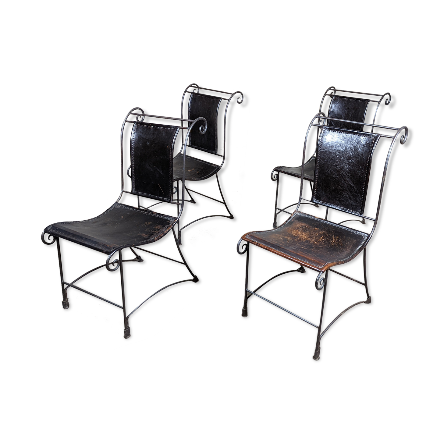 4 wrought iron armchairs