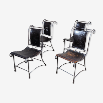 4 wrought iron armchairs