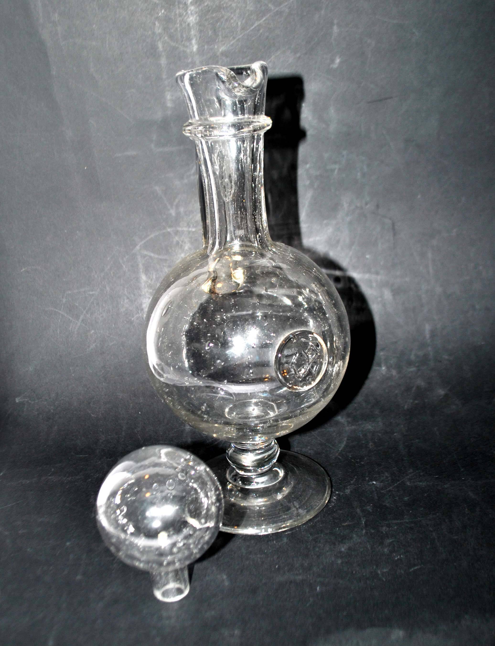 Vintage pitcher carafe in bubble-blown glass from Biot glassworks? H. 34cm