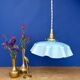 Suspension abat-jour vintage en opaline bleue
