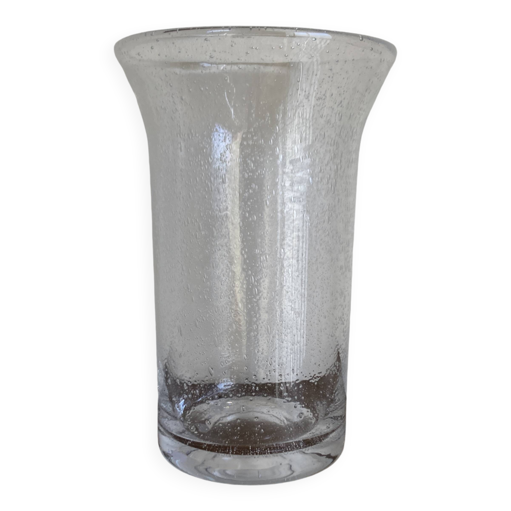 1970 XXXL vase in solid bubbled glass H33cm
