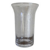 Vase 1970 XXXL en verre bullé massif H33cm