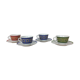 Set of 4 tea cups in colored porcelain