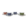 Set of 4 tea cups in colored porcelain