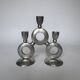 Vintage Modernist Triple Aluminum Candlestick Holder