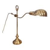 Tommaso Barbi polished brass table lamp vintage shell 1950